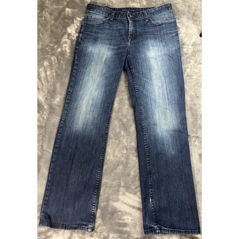 Calvin Klein Jeans Men's Blue Straight Denim Jeans 5-Pocket Design